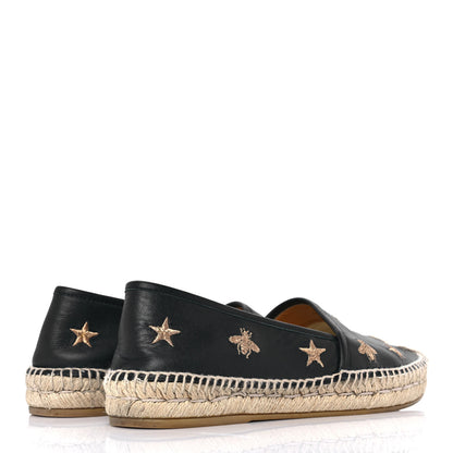 Gucci Calfskin Bee Star Embroidered Espadrilles 37 Black 4 of 8