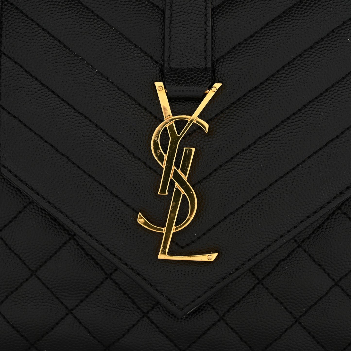 Grain De Poudre Textured Mixed Matelasse Triquilt Medium Monogram Satchel Black