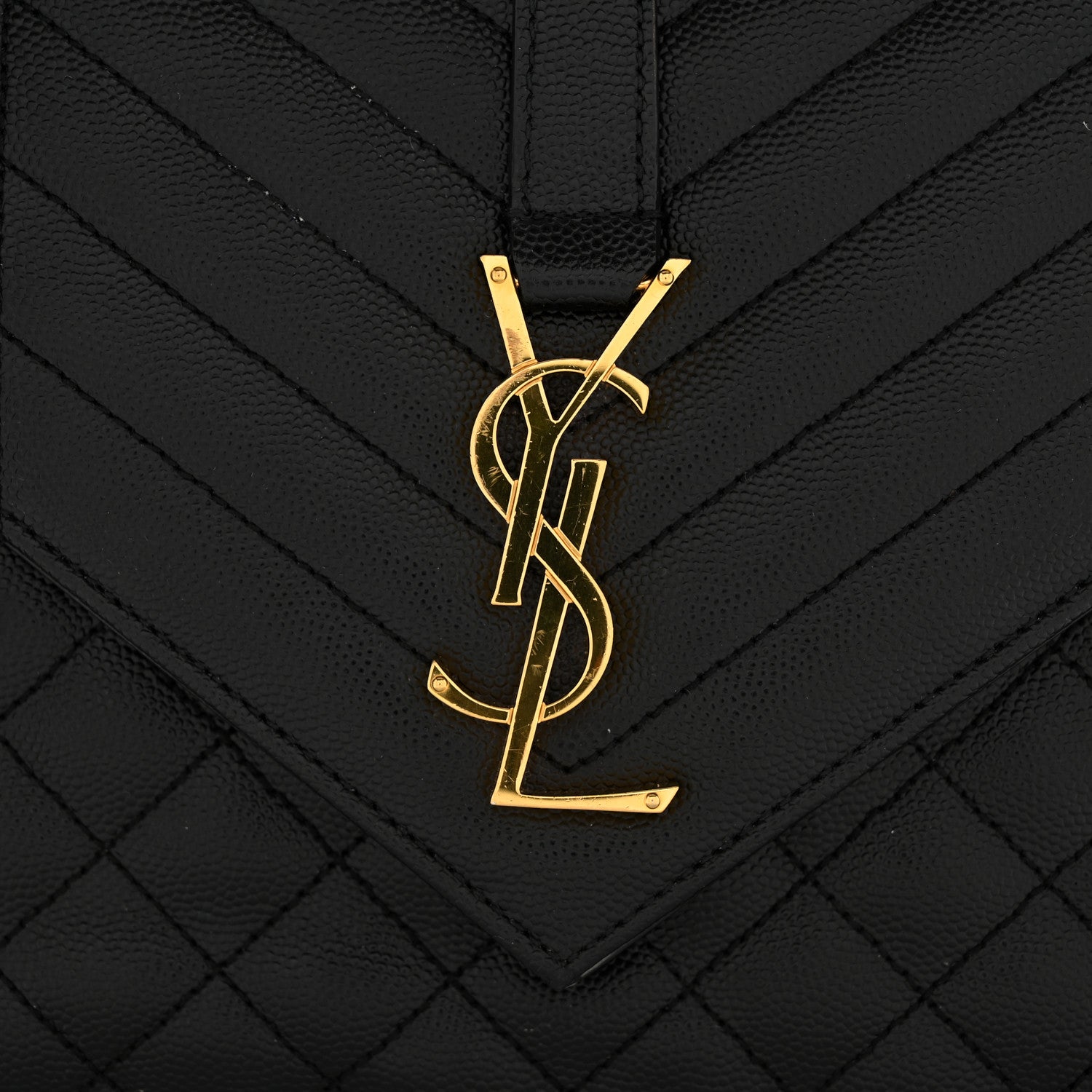Saint Laurent Grain De Poudre Textured Mixed Matelasse Triquilt Medium Monogram Satchel Black 12 of 12