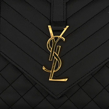 Saint Laurent Grain De Poudre Textured Mixed Matelasse Triquilt Medium Monogram Satchel Black 12 of 12
