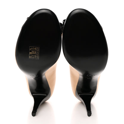 Chanel Lambskin Cap Toe Bow Pumps 40 Beige Black 5 of 14
