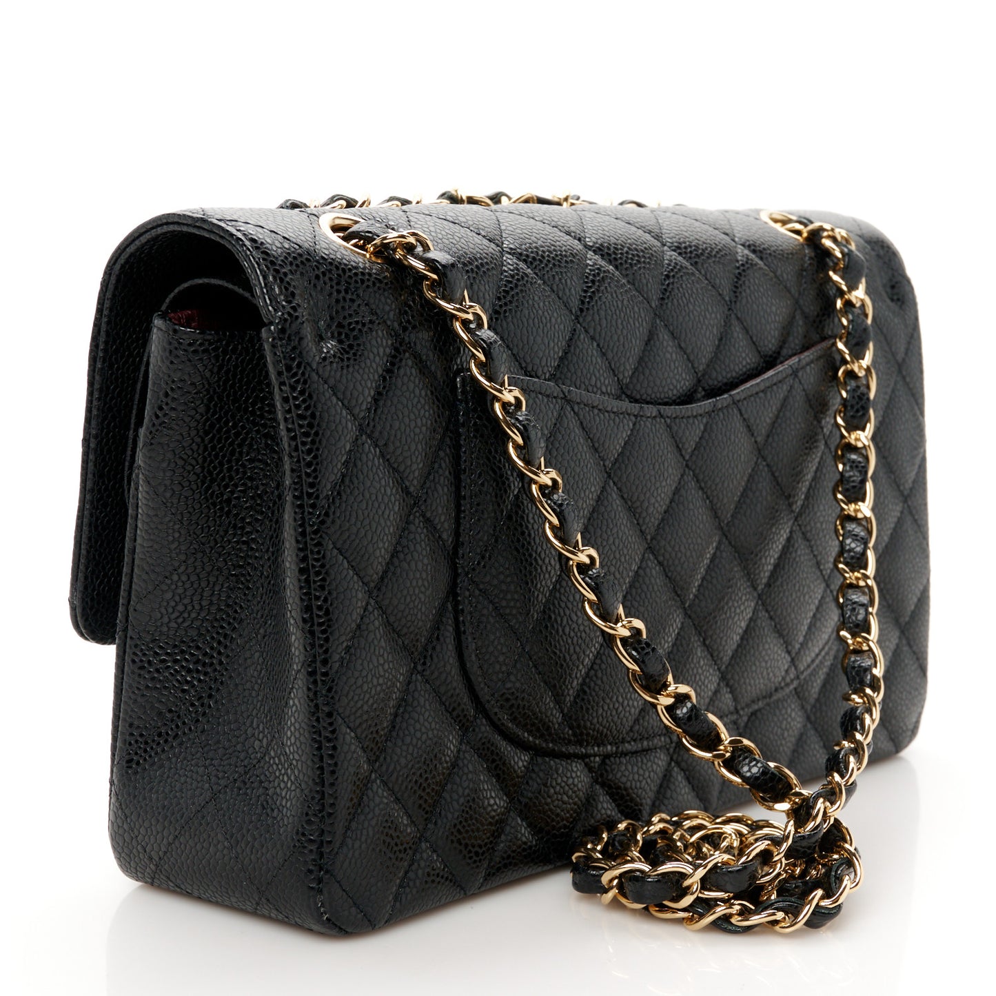 Caviar Quilted Medium Double Flap Black
