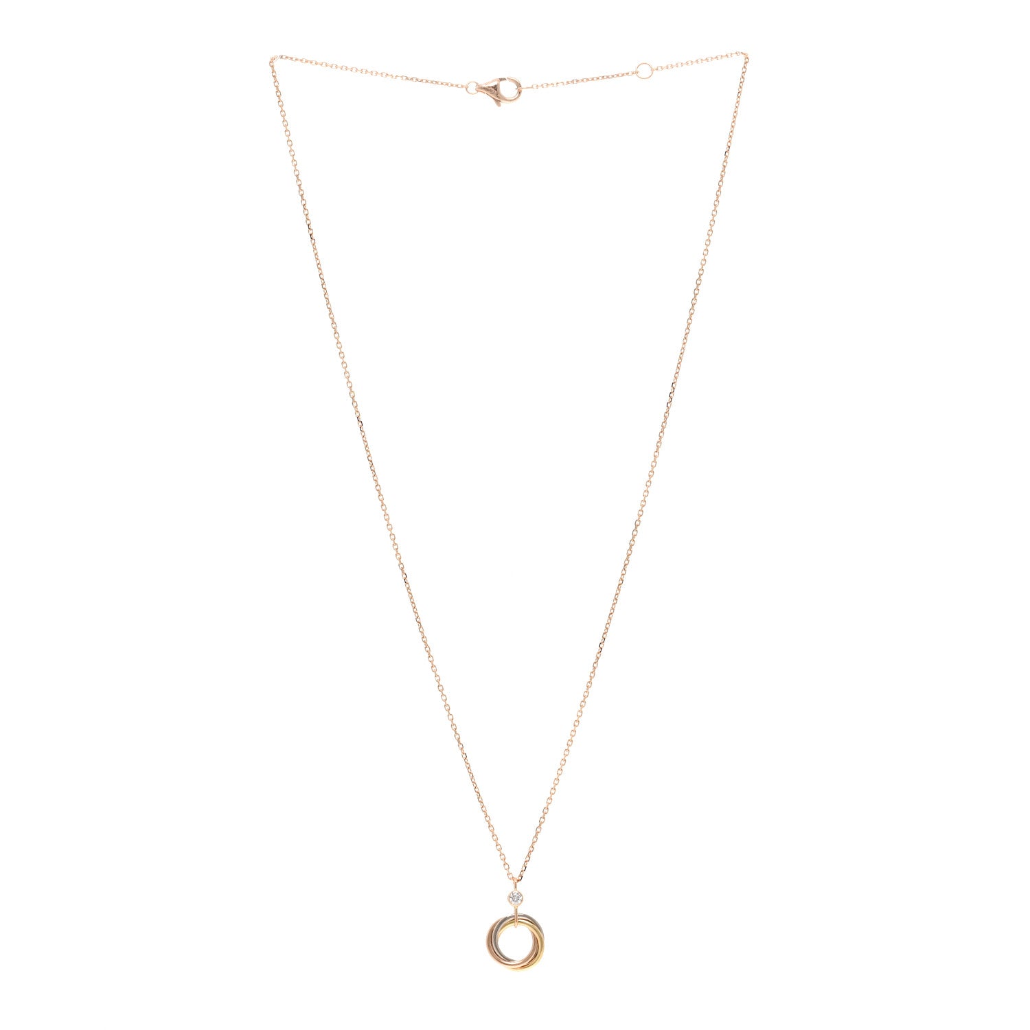 Cartier 18K Pink Yellow White Gold Diamond Trinity Pendant Necklace 4 of 5