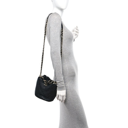 Chanel Lambskin Quilted Resin Bi-Color Chain Bucket Bag Black 2 of 10
