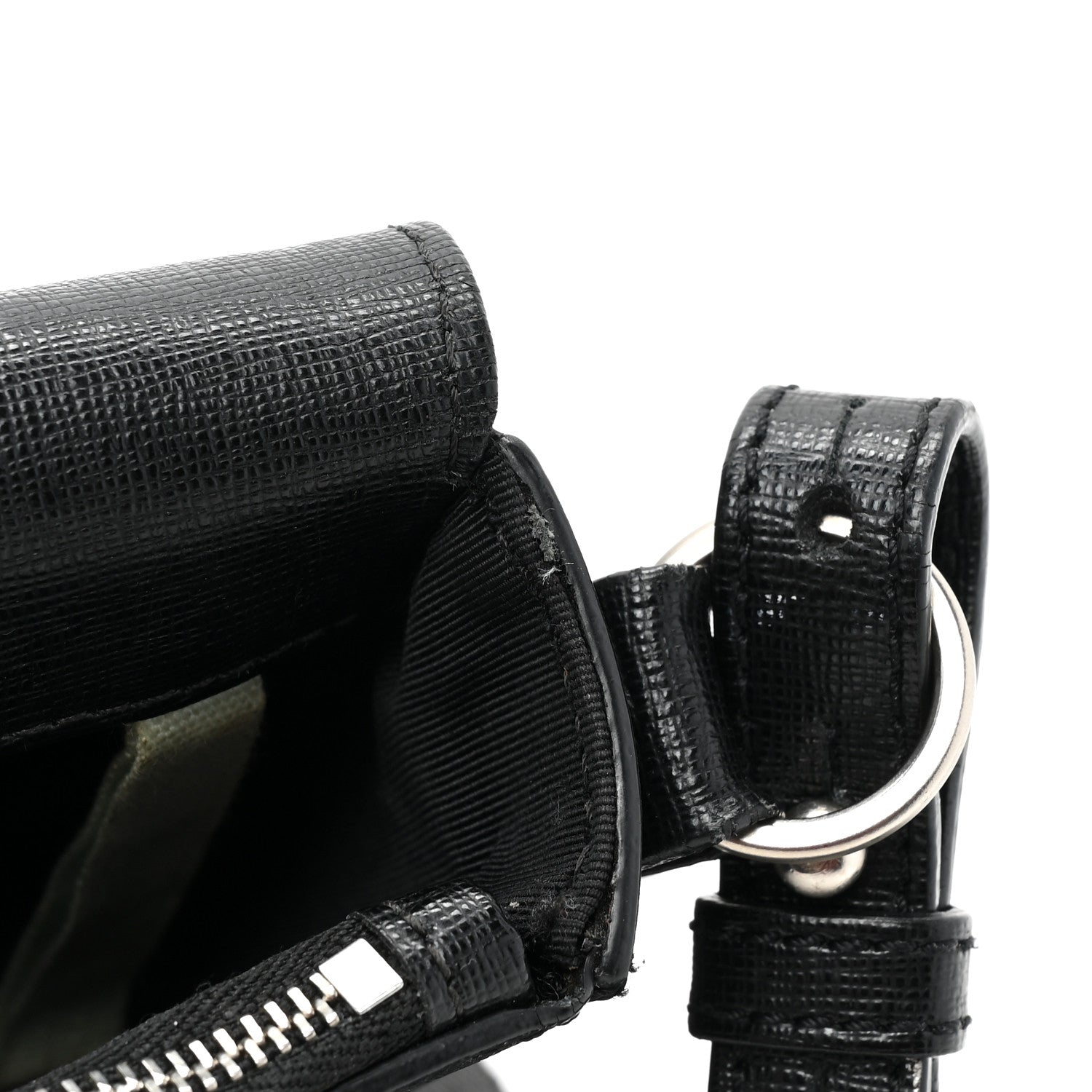 Off-White Saffiano Striped Mini Diag Binder Clip Bag Black White 14 of 18
