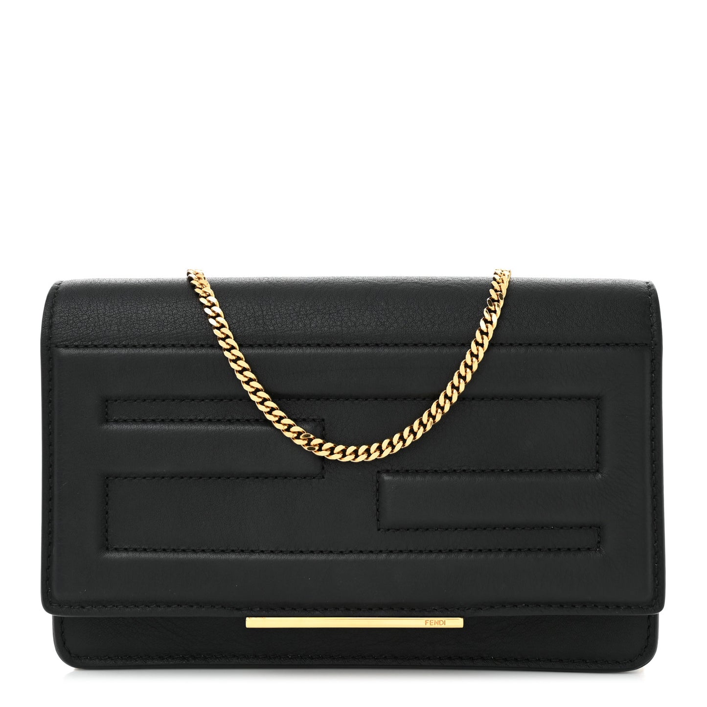 Vitello Flamingo Tube Wallet on Chain Black