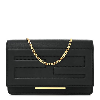 Fendi Vitello Flamingo Tube Wallet on Chain Black 1 of 10