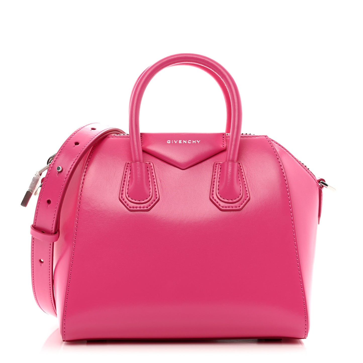 Shiny Lord Calfskin Mini Antigona Neon Pink