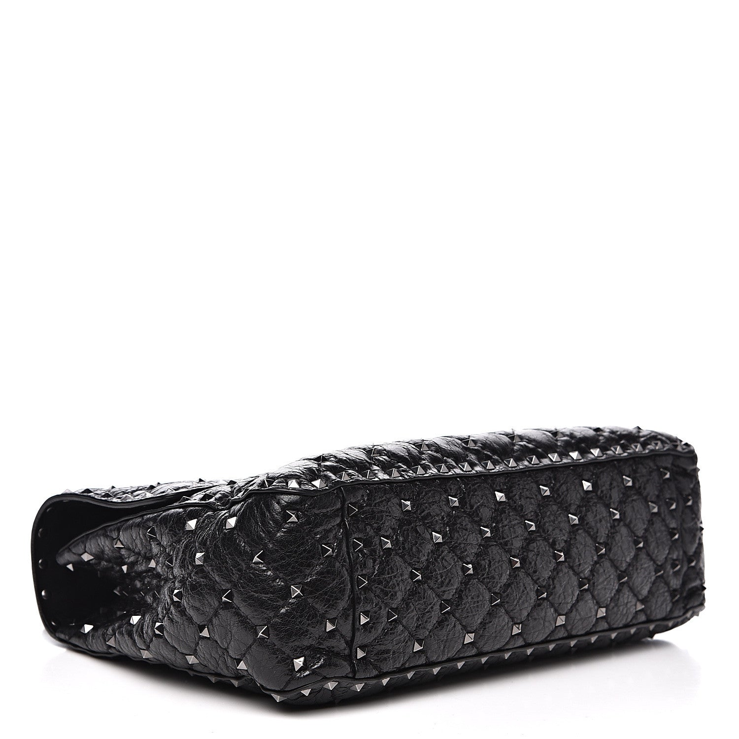 Valentino Garavani Craquele Nappa Large Rockstud Spike Shoulder Bag Black 3 of 10