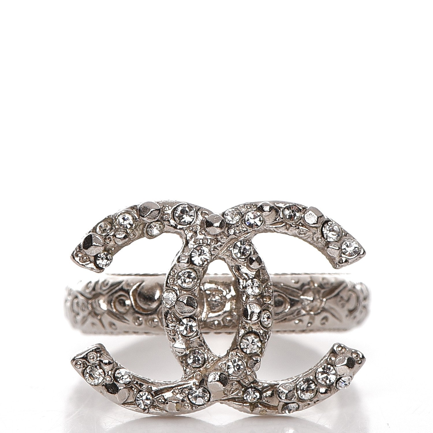 Chanel Crystal CC Ring 6 Silver 6 of 10