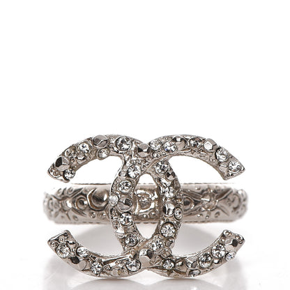 Chanel Crystal CC Ring 6 Silver 6 of 10