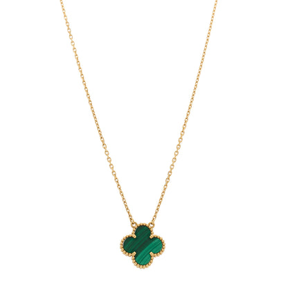 Van Cleef & Arpels 18K Yellow Gold Malachite Vintage Alhambra Pendant Necklace 1 of 5