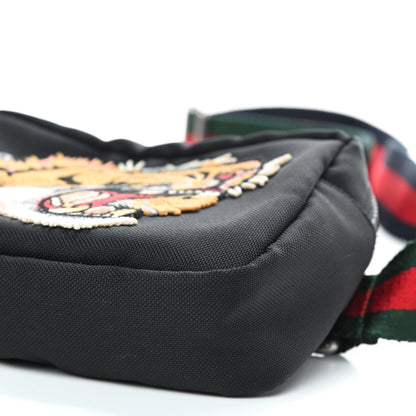 Gucci Canvas Web Tiger Embroidered Messenger Bag Black 7 of 9