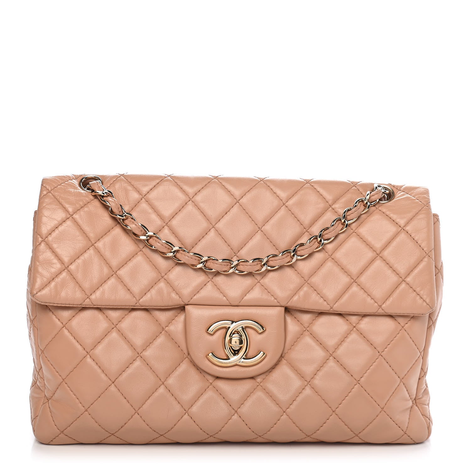 Chanel Lambskin Quilted Maxi Single Flap Beige 1 of 21