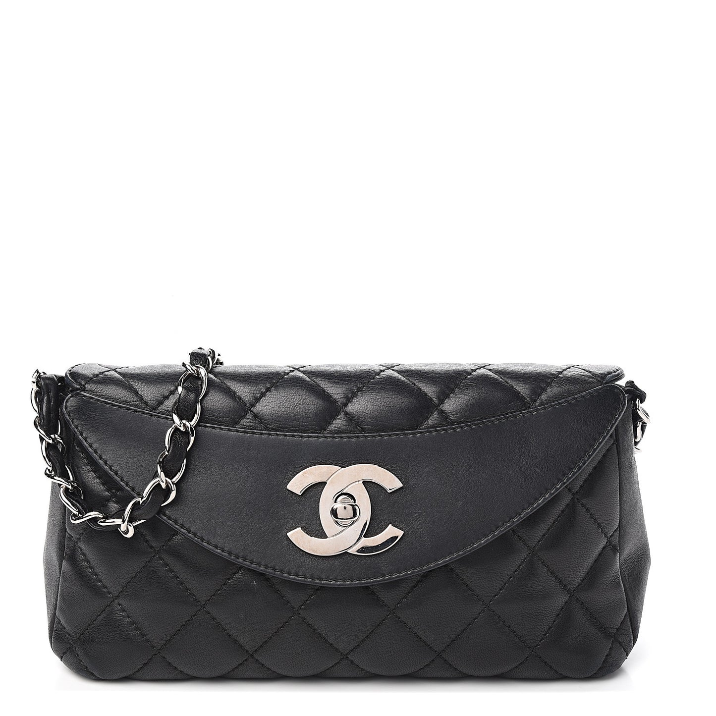 Lambskin Quilted Small Single Flap Black