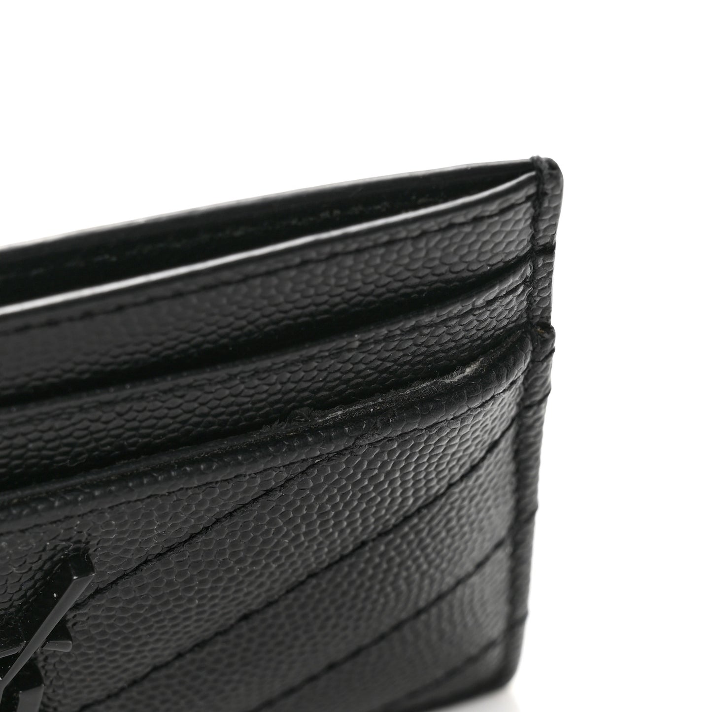 Grain De Poudre Matelasse Chevron Monochrome Monogram Credit Card Case Black