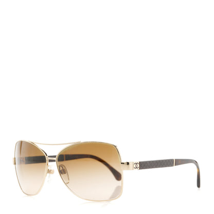 Chanel Lambskin Quilted CC Aviator Sunglasses 4195-Q Brown 1 of 7
