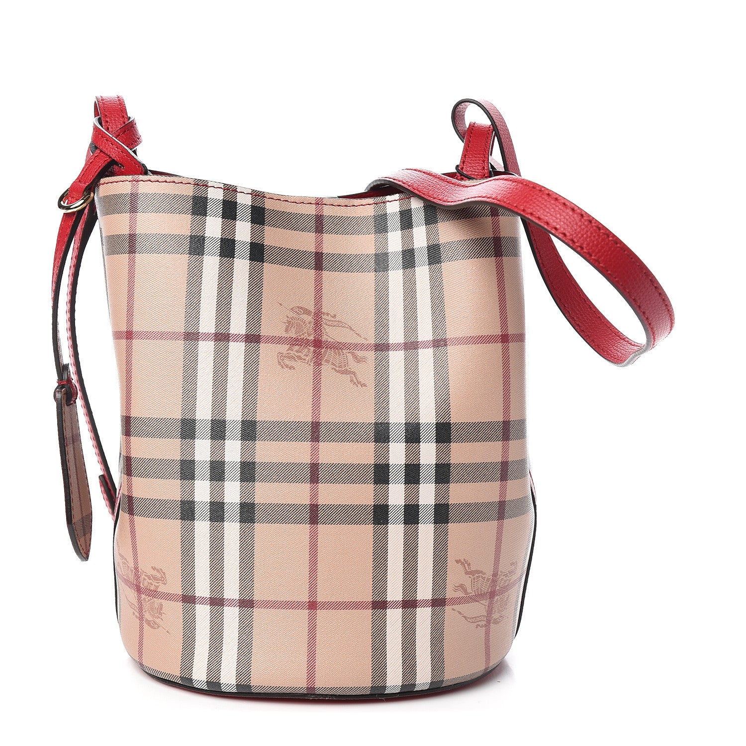 Burberry Haymarket Check Colours Small Lorne Bucket Crossbody Red 1 of 9