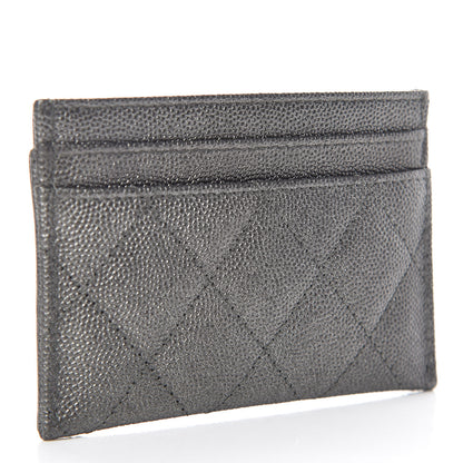 Chanel Metallic Caviar Quilted Filigree Card Holder Dark Silver 3 of 9