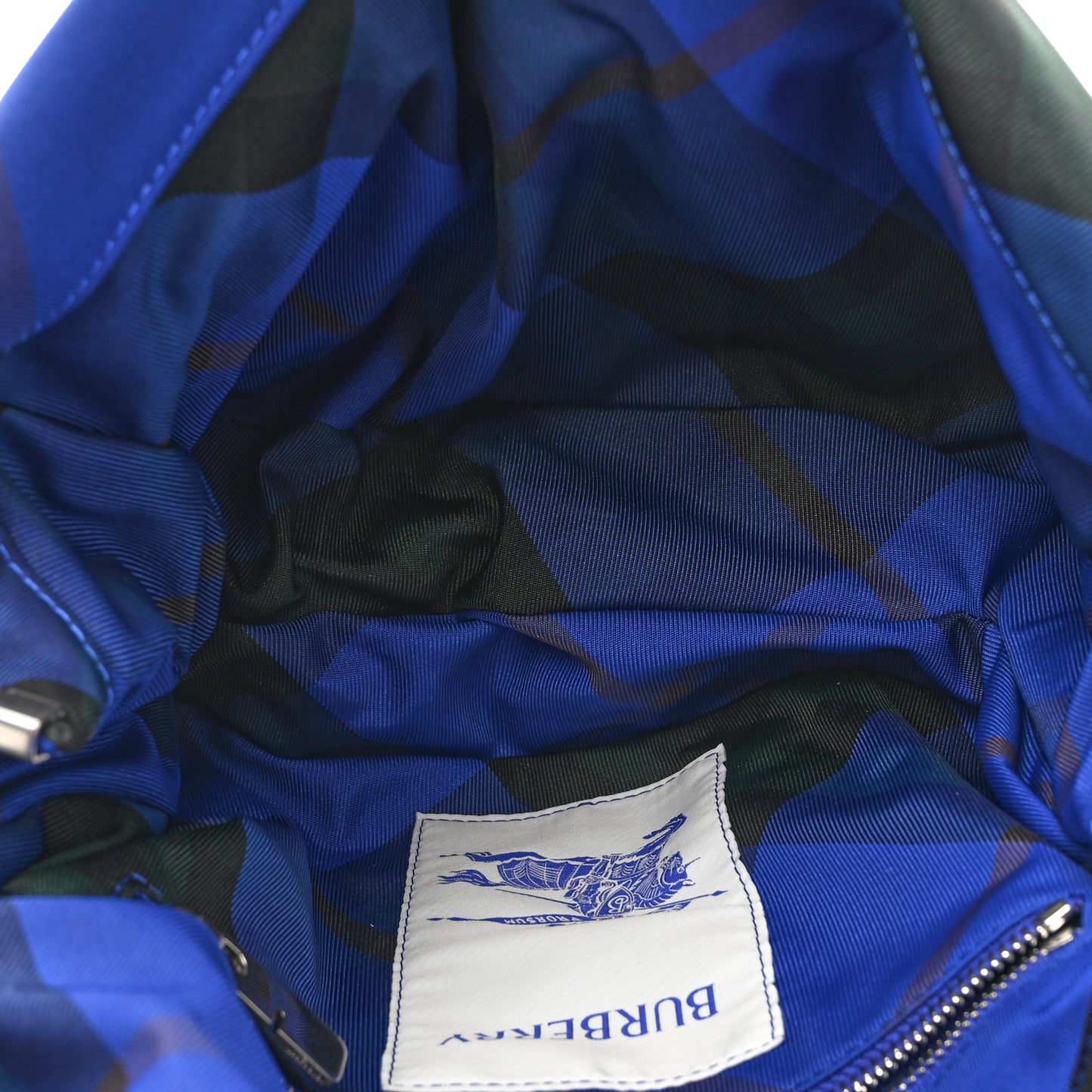 Nylon Pillow Check Knight Crossbody Blue