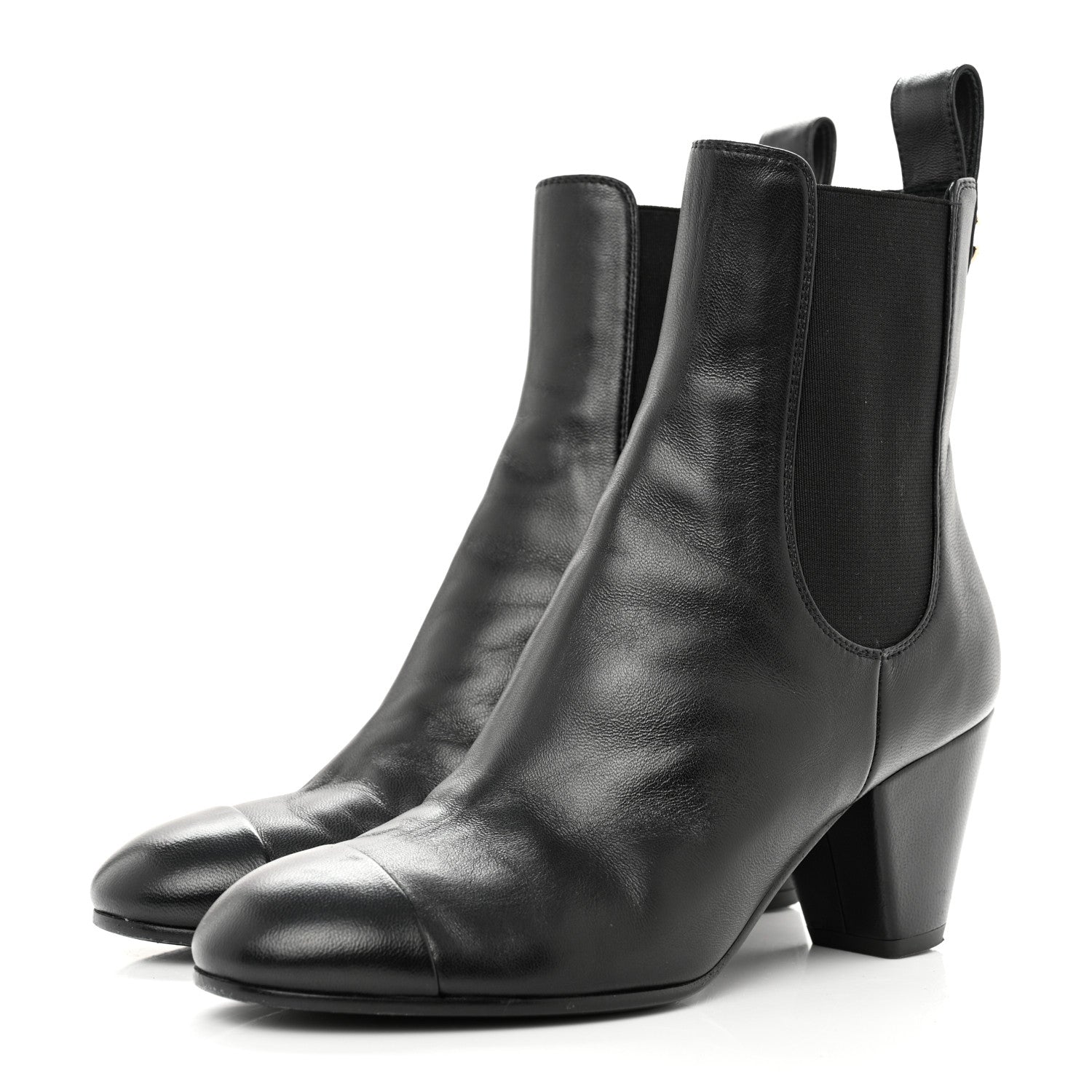 Chanel Lambskin Cap Toe CC Short Ankle Boots 36 Black 4 of 12