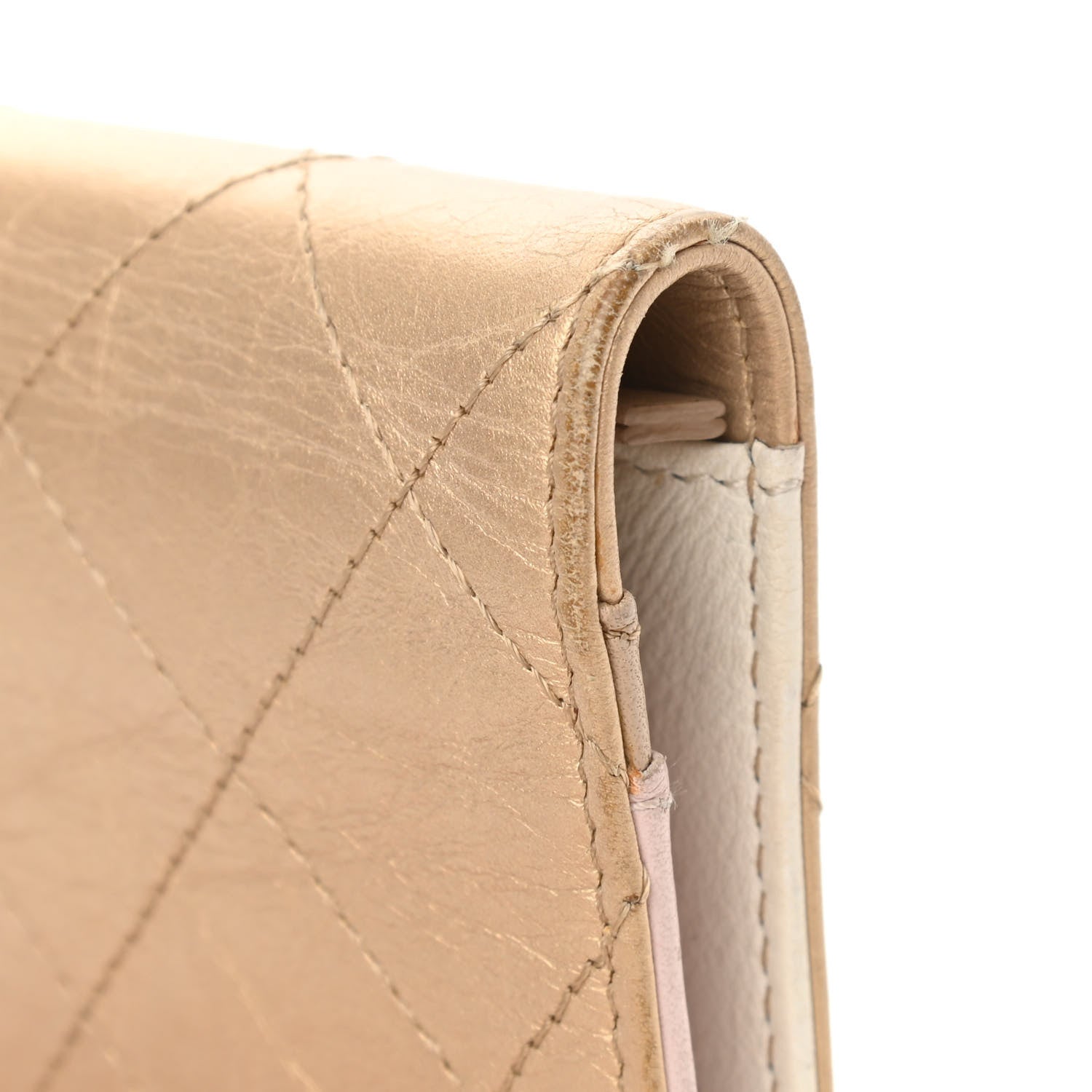 Chanel Metallic Calfskin Diamond Stitched Yen Wallet Gold 9 of 12
