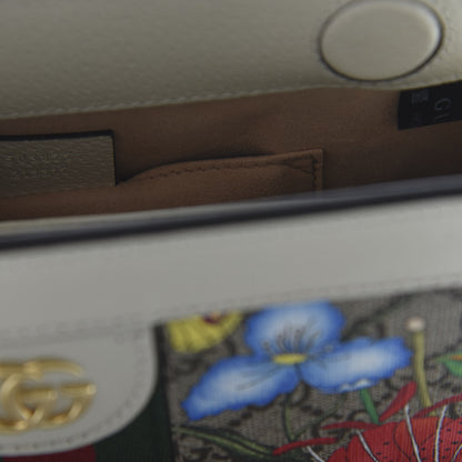 Gucci GG Supreme Monogram Flora Web Small Ophidia Chain Shoulder Bag White 9 of 11