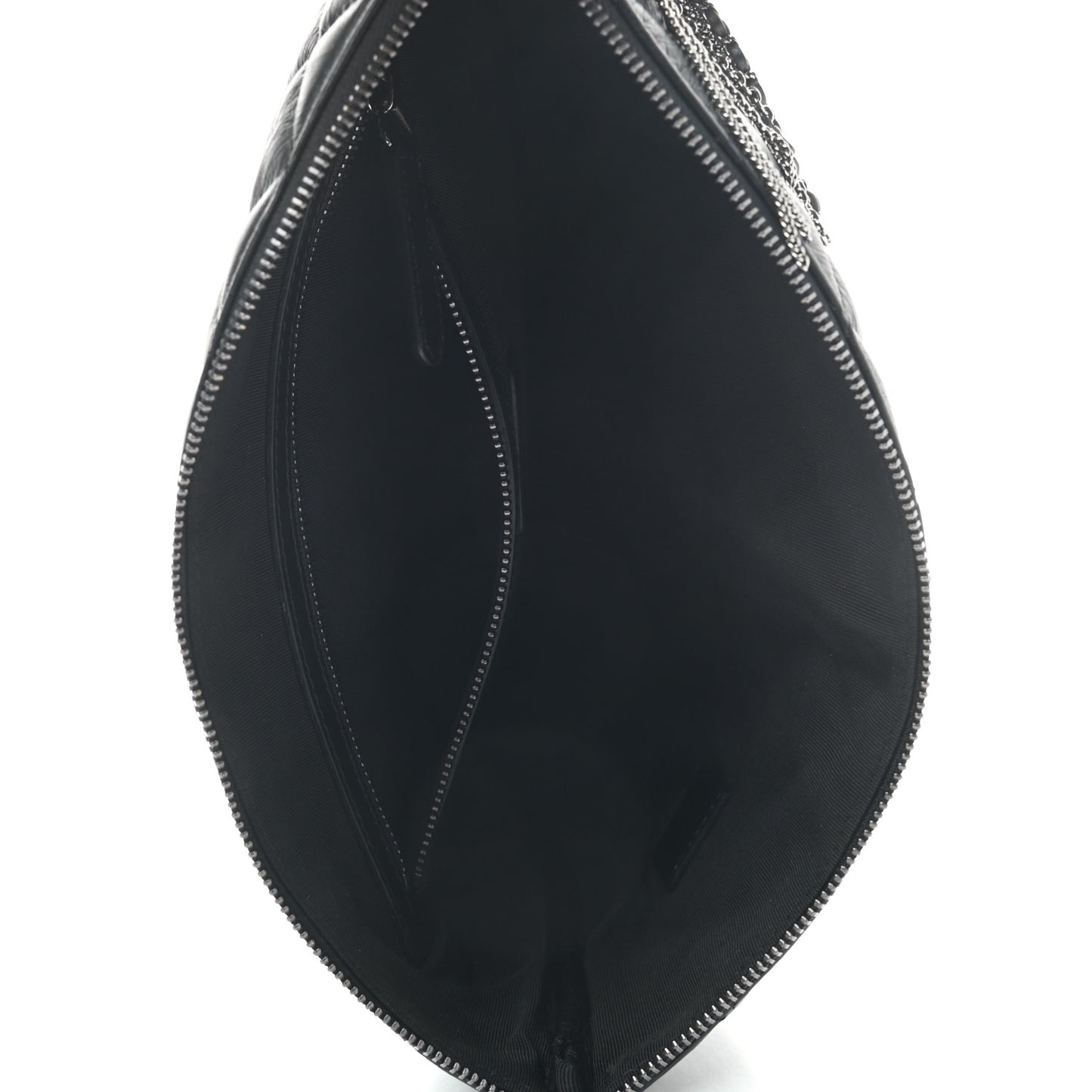 Aged Calfskin Quilted Medium Tassel Cosmetic Case Black