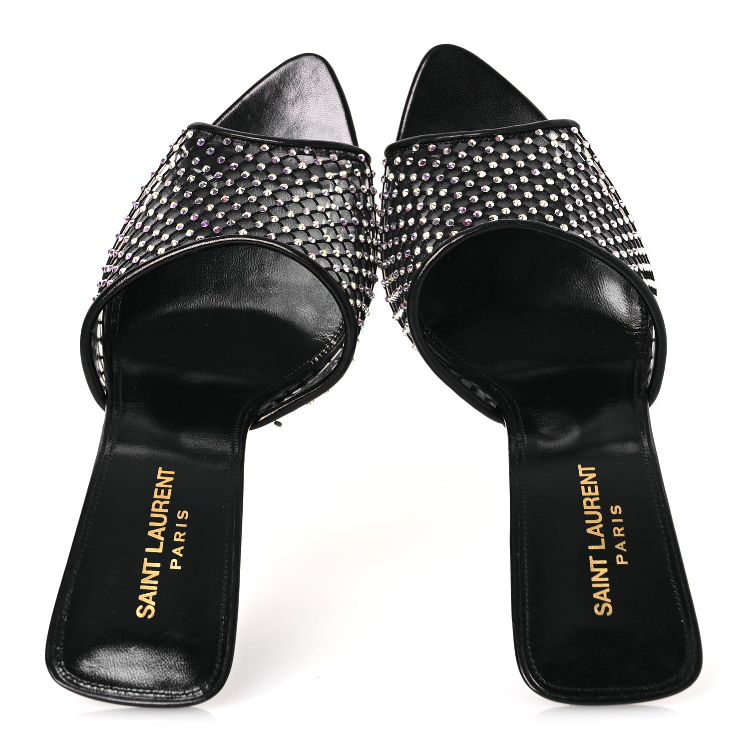 Saint Laurent Mesh Strass Giqua 95 Mule Sandals 39 Black 2 of 12