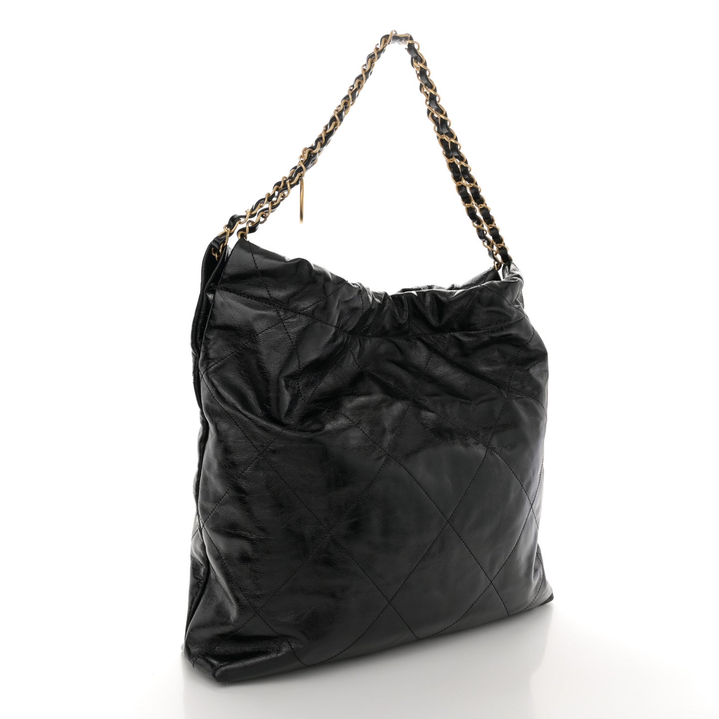 Shiny Calfskin Quilted Chanel 22 Black