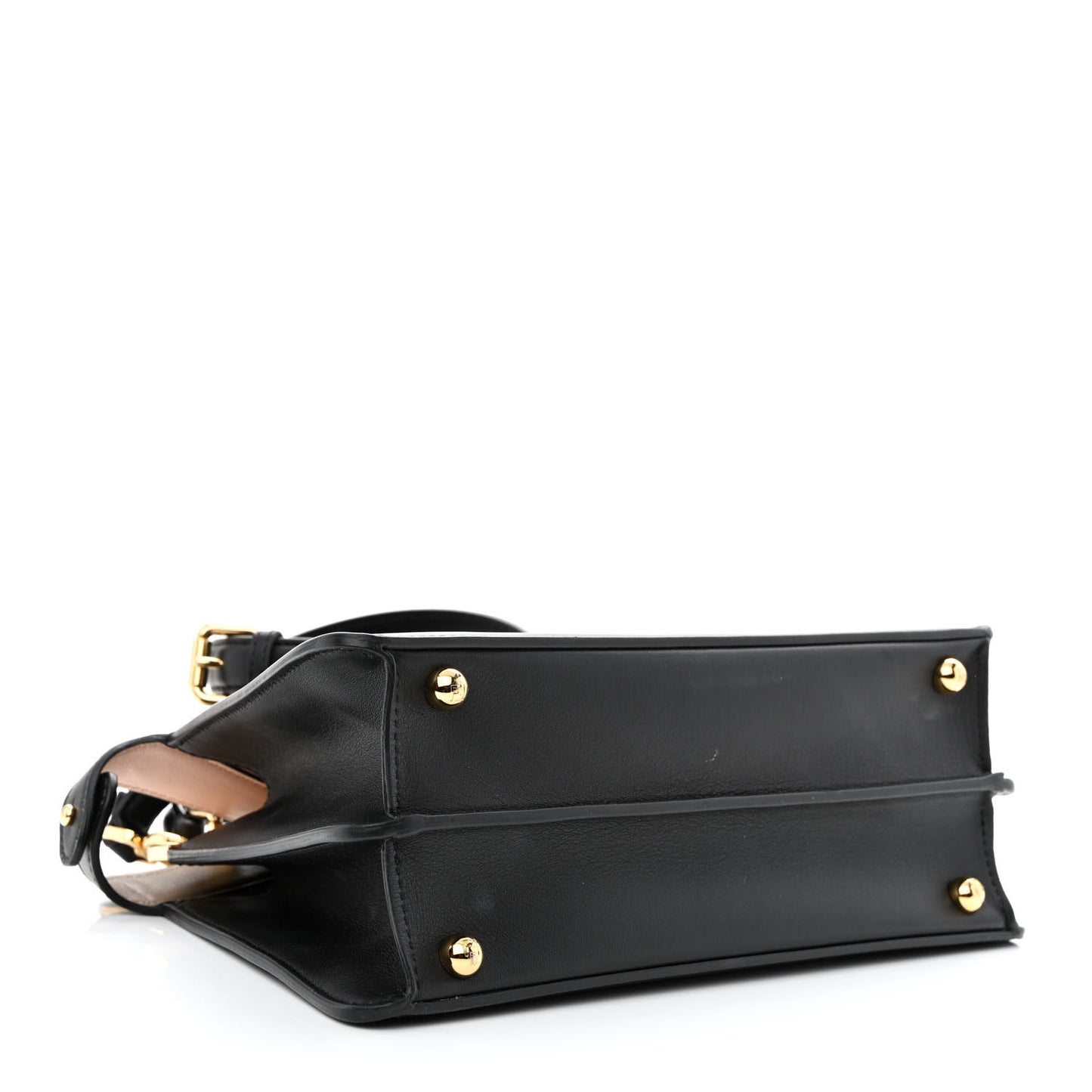 Vitello Seta Nappa Bi-Color Small Peekaboo I SEE U Satchel Black Light Rose Tortora