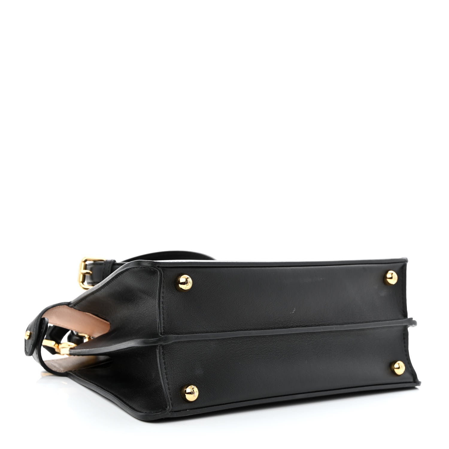 Fendi Vitello Seta Nappa Bi-Color Small Peekaboo I SEE U Satchel Black Light Rose Tortora 4 of 11