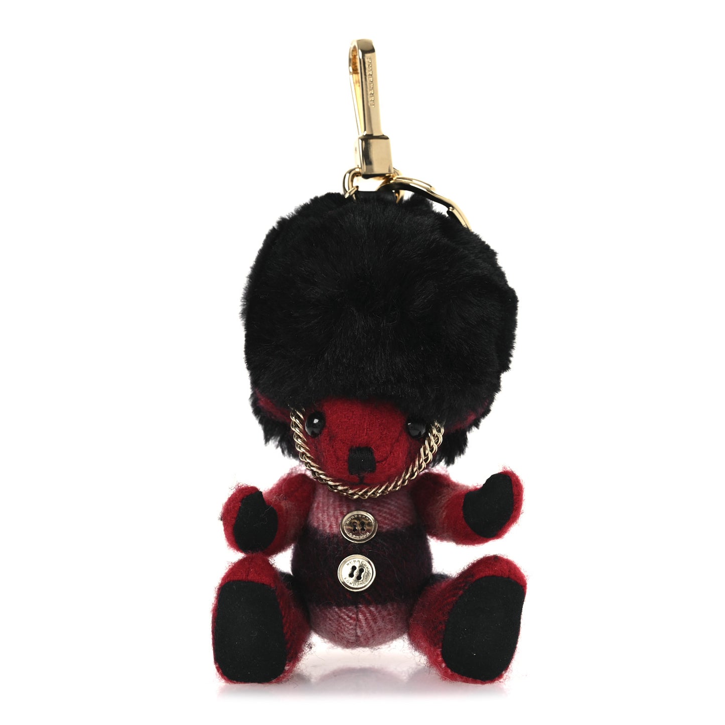 Cashmere Check Busby Thomas Bear Keychain Charm Parade Red