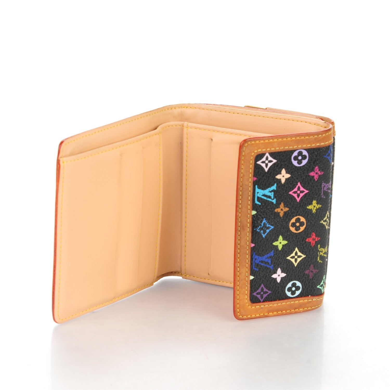Louis Vuitton Monogram Multicolor Porte-Monnaie Billets Wallet Black 5 of 11