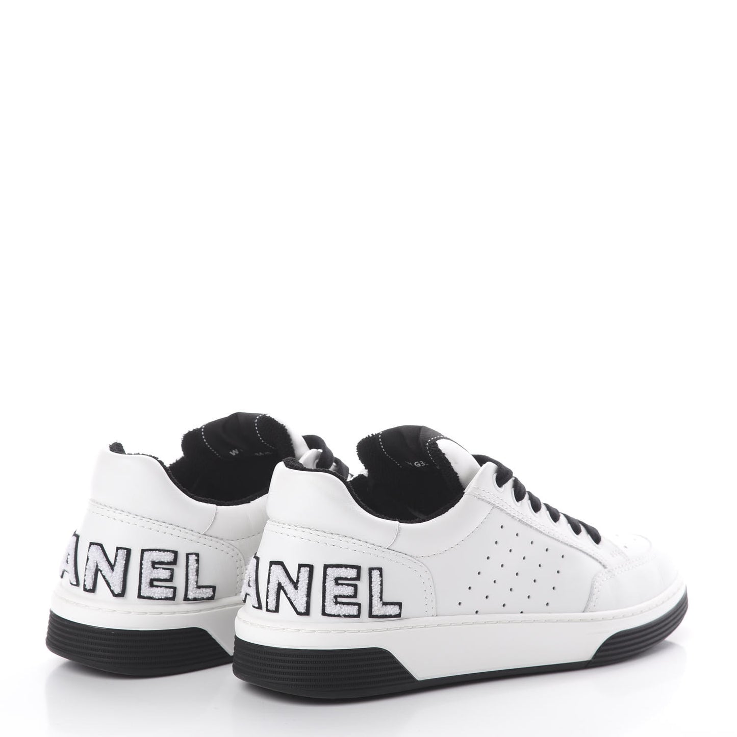 Calfskin Womens Logo Sneakers 41 Black White