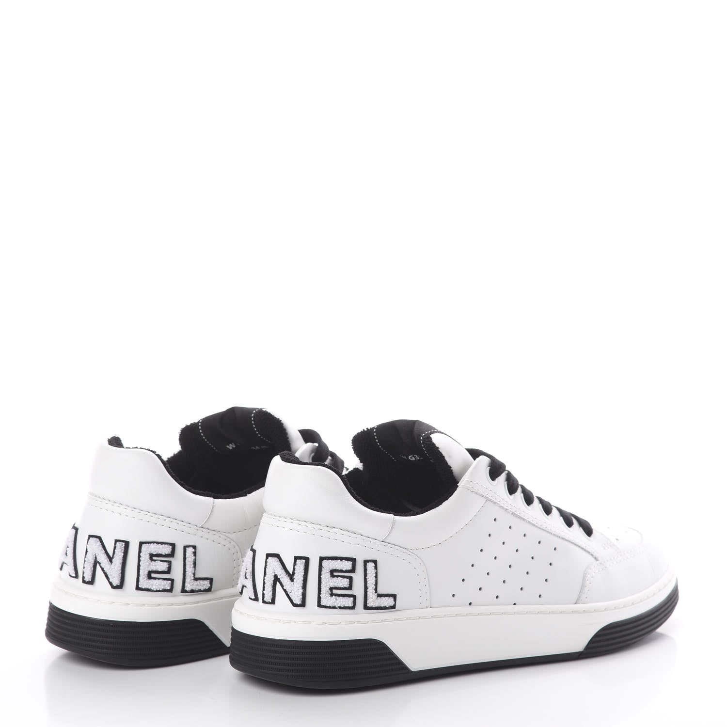 Chanel Calfskin Womens Logo Sneakers 41 Black White 4 of 6