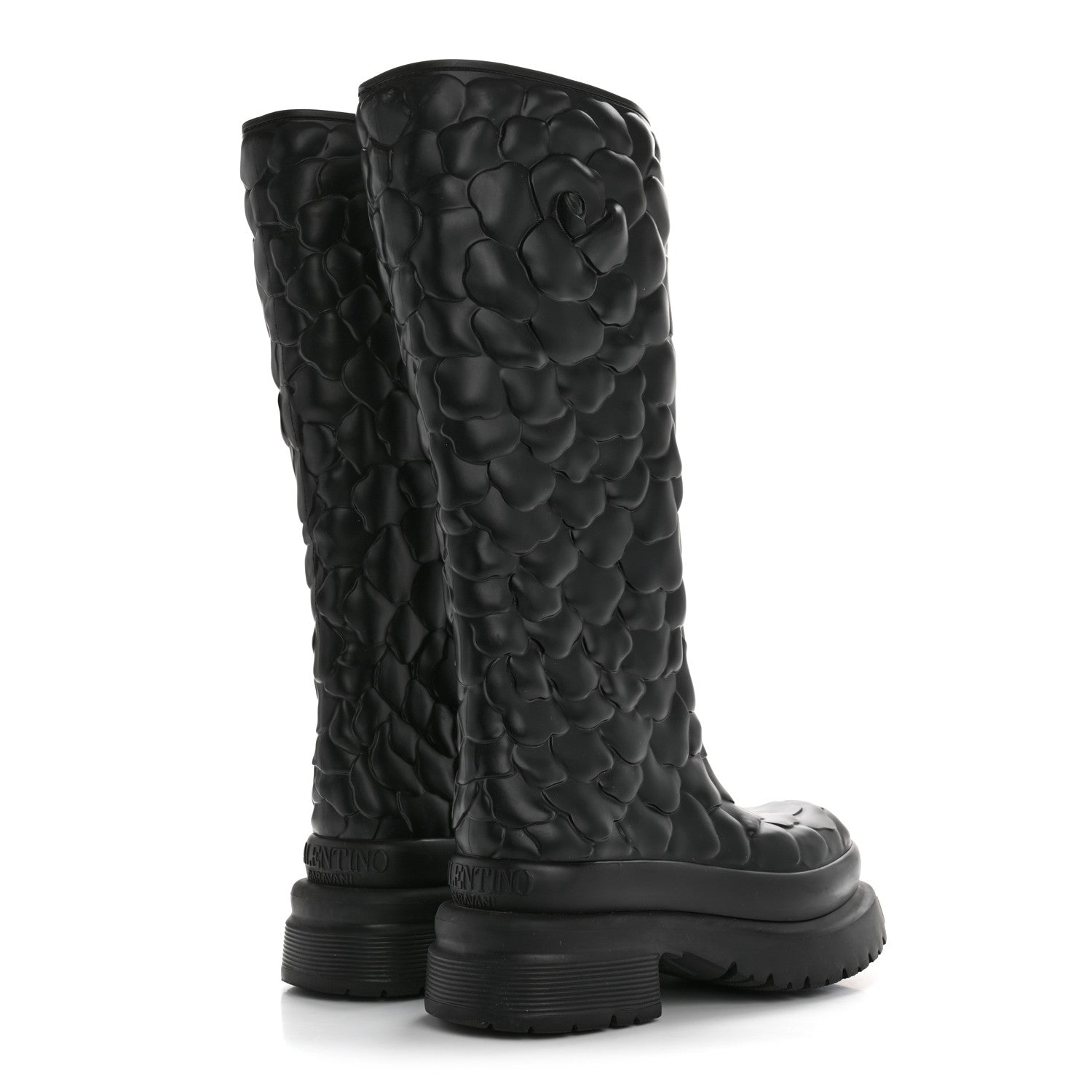 Valentino Garavani Rubber Atelier 03 Rose Edition 30/50mm Tall Rainboots 35 Black 4 of 9