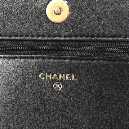 Chanel Calfskin Quilted Pearl Wallet On Chain WOC Black 6 of 11