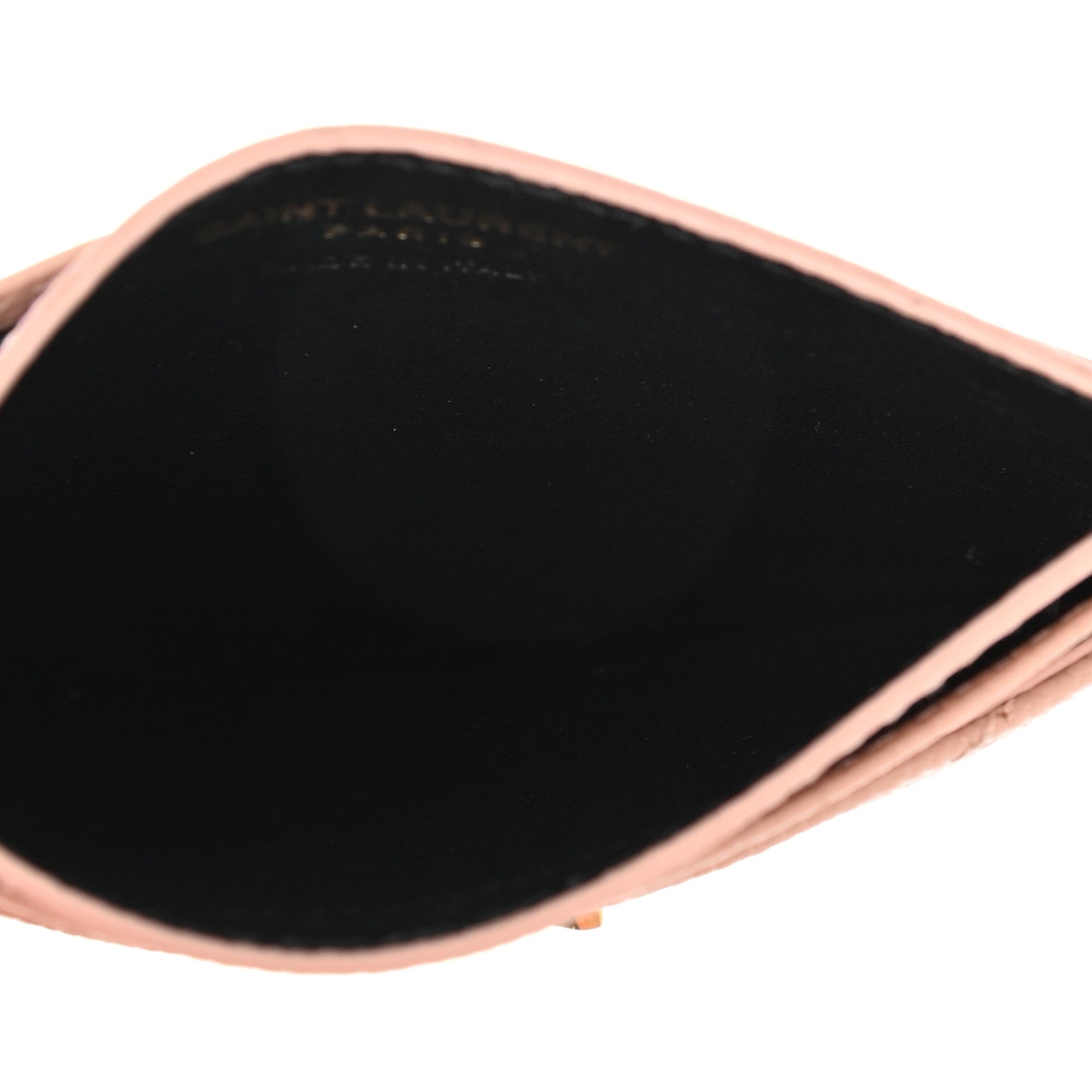 Saint Laurent Grain De Poudre Matelasse Chevron Monogram Credit Card Case Pale Pink 5 of 9
