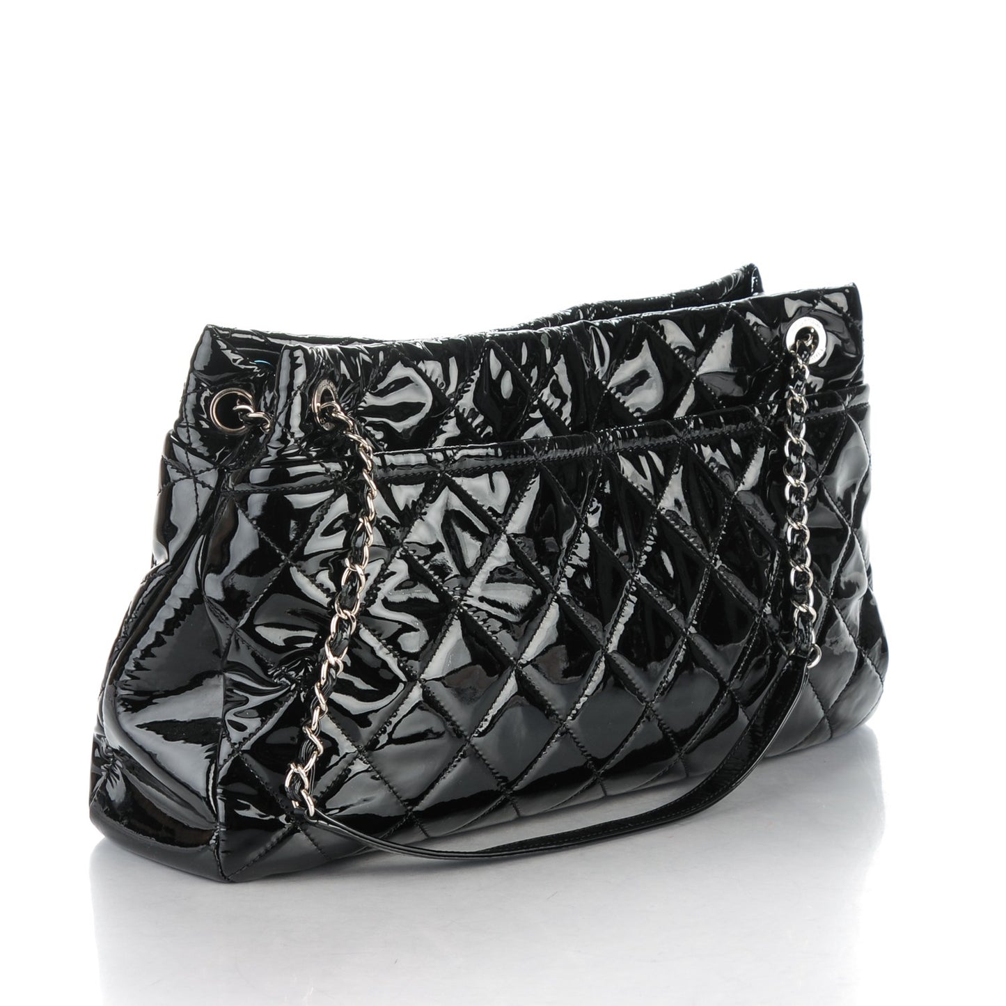 Patent Quilted Timeless CC Soft Tote Black