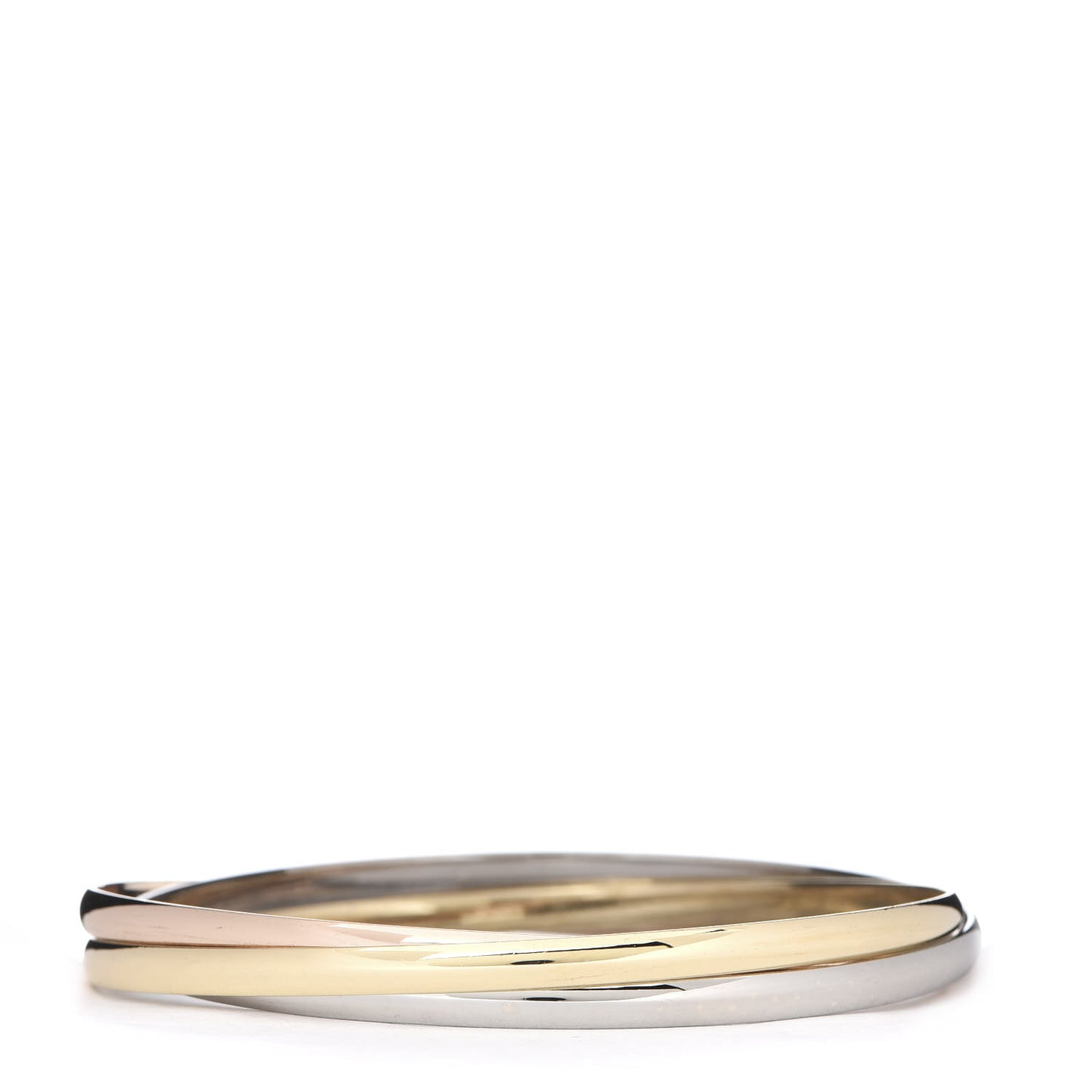 18K Pink Yellow White Gold 3.5mm Trinity Bangle Bracelet 62