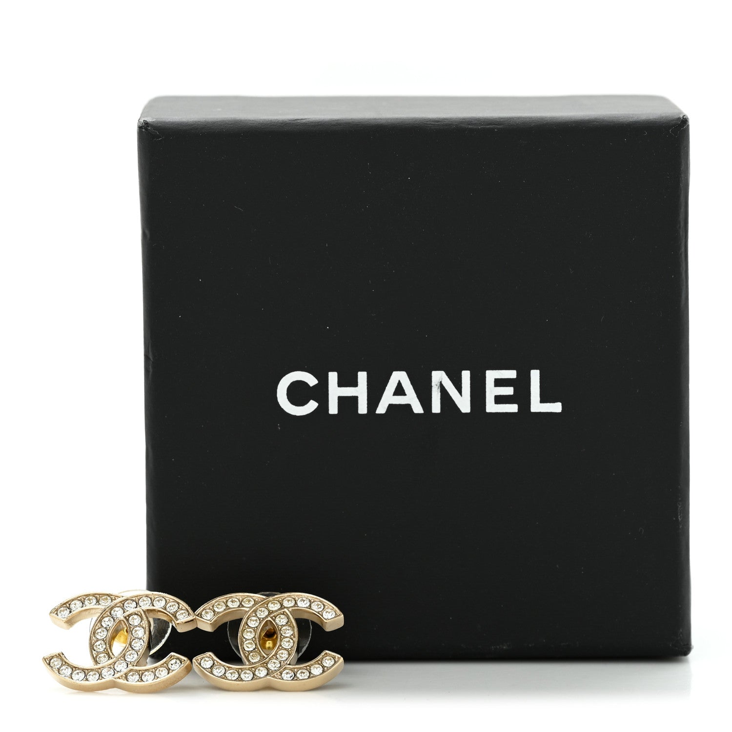 Chanel Crystal CC Earrings Gold 5 of 5