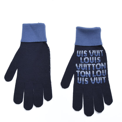 Louis Vuitton Wool Logo Split Gloves Blue 2 of 4