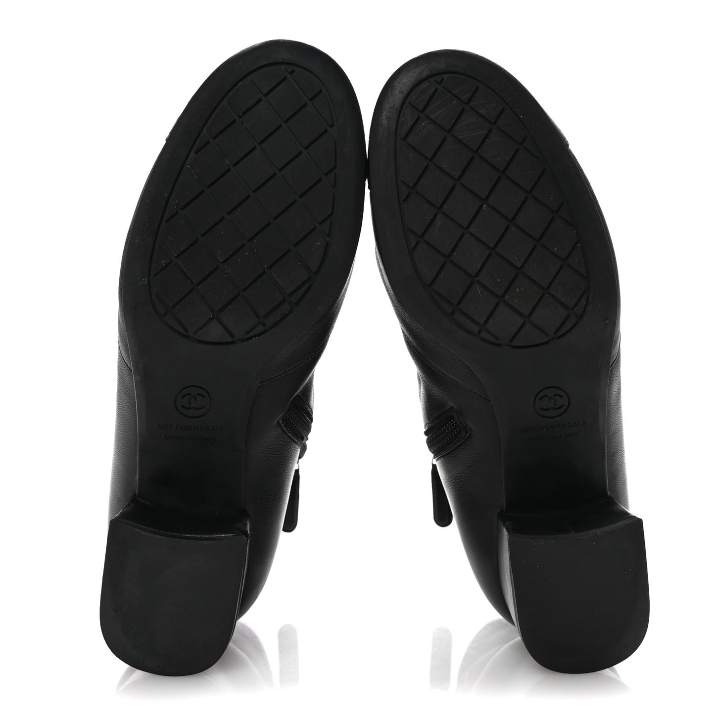 Stretch Lambskin Cap Toe CC Short Boots 38.5 Black