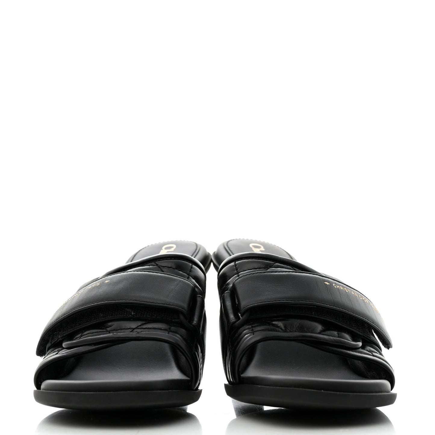 Calfskin Cannage Quilted Dio(r)evolution 80mm Slide Sandals 38 Black