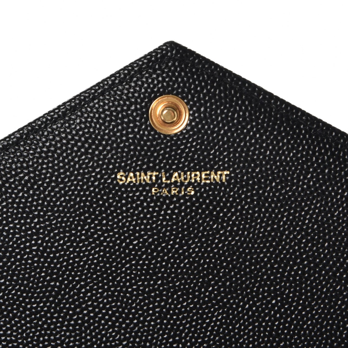 Grain De Poudre Matelasse Chevron Monogram Envelope Chain Wallet Black