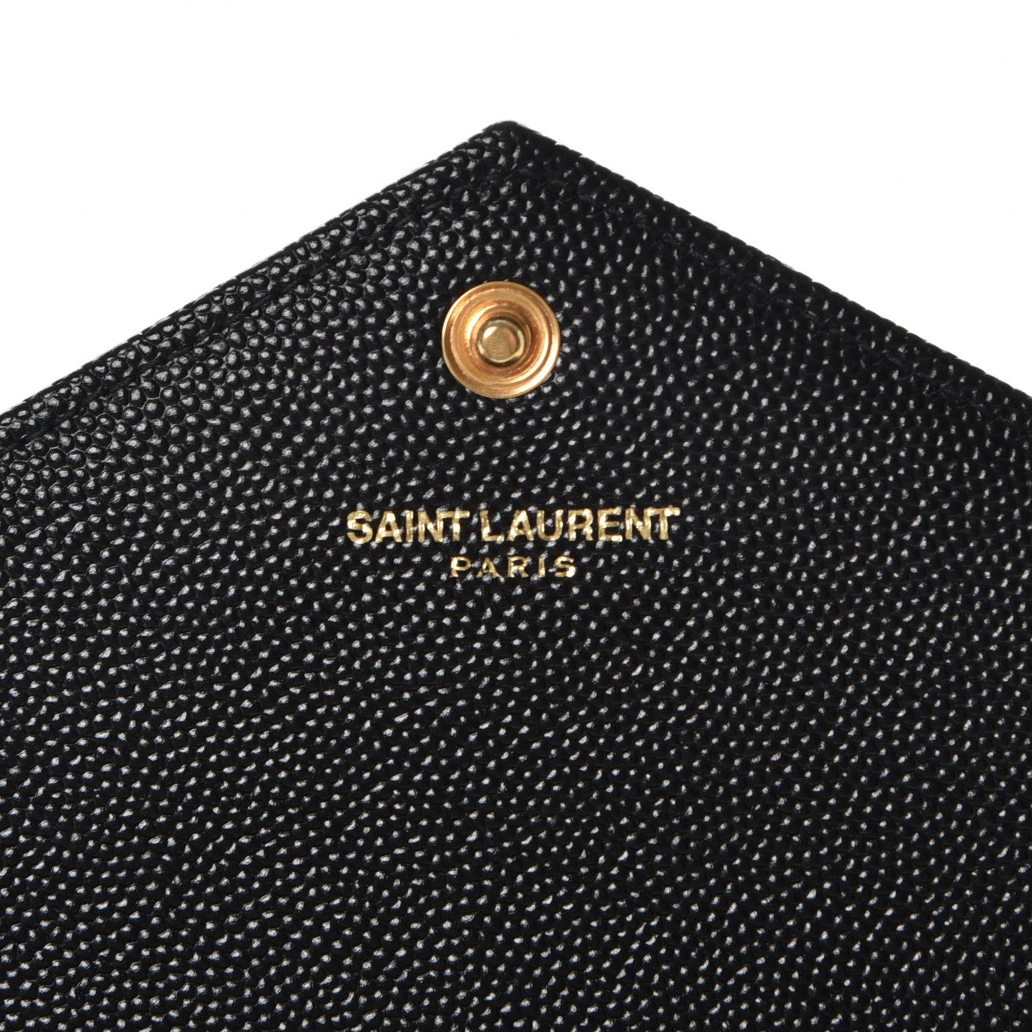 Saint Laurent Grain De Poudre Matelasse Chevron Monogram Envelope Chain Wallet Black 6 of 8