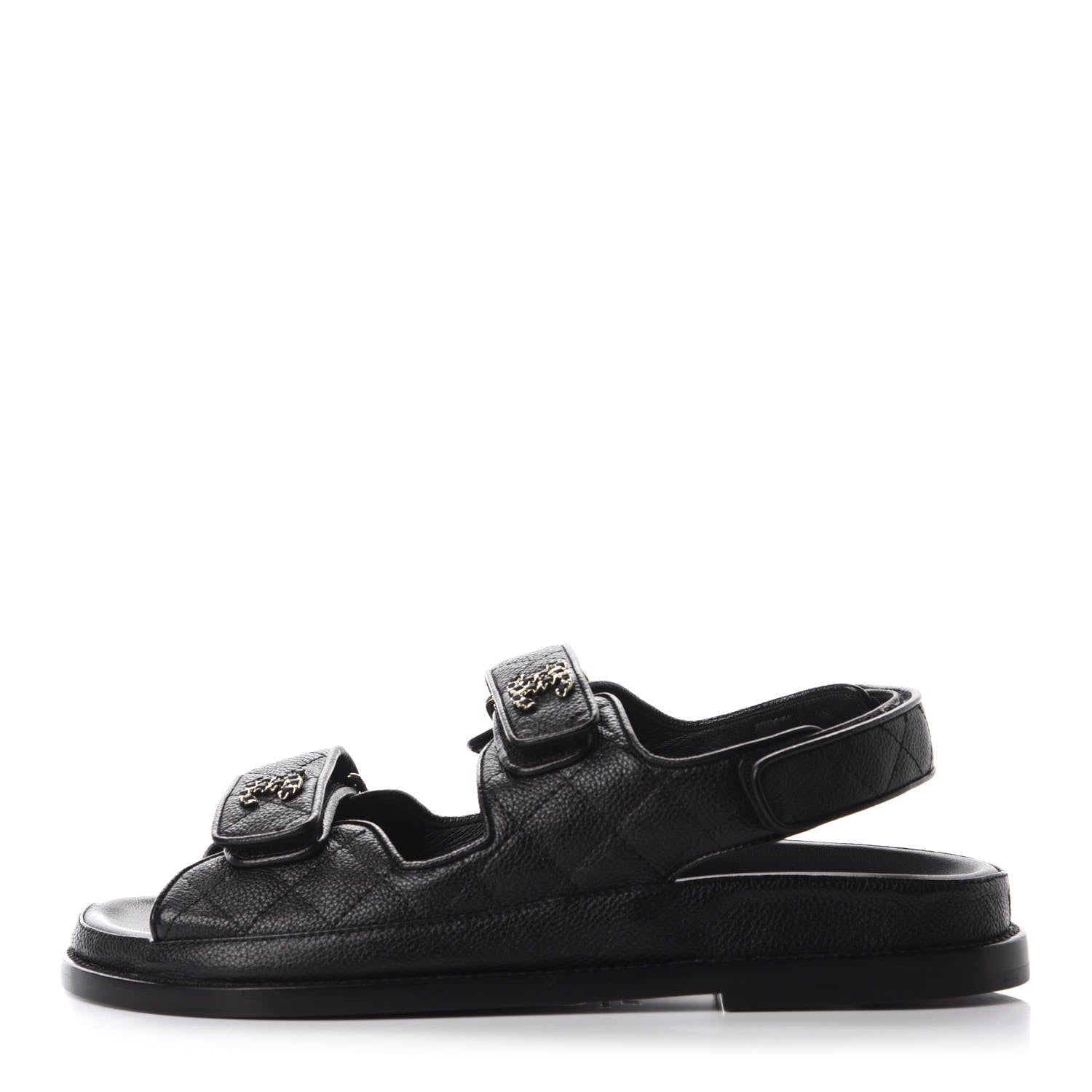 Chanel Grained Calfskin Velcro Dad Sandals 38 Black 1 of 10