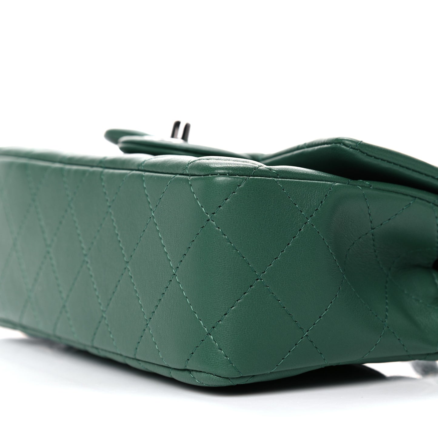 Lambskin Quilted Mini Rectangular Flap Green