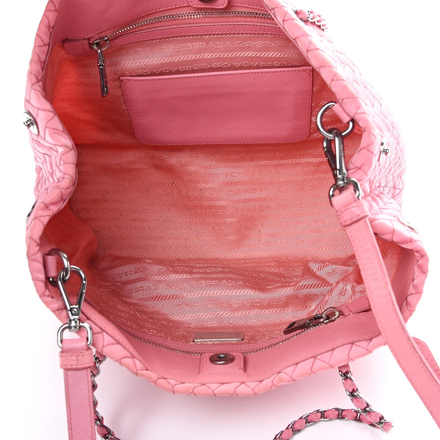 Prada Nylon Tessuto Impuntu Quilted Shoulder Bag Pink 4 of 13